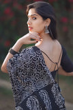 Ethereal 1-Minute Ready To Wear Black Cotton Saree