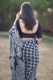 Ethereal 1-Minute Ready To Wear Black Cotton Saree