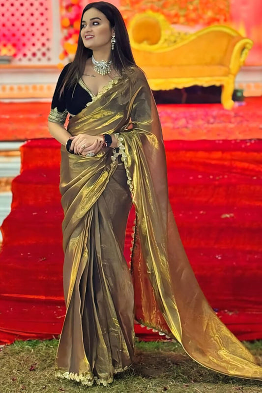 Adorable Green Fancy Silk Saree With Verdant Blouse Piece