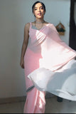 Flameboyant 1-Minute Ready To Wear Pink and Grey Georgette Saree