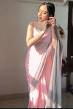 Flameboyant 1-Minute Ready To Wear Pink and Grey Georgette Saree