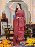 Surreptitious 1-Minute Ready To Wear Red Cotton Saree