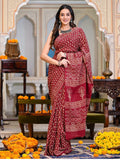 Surreptitious 1-Minute Ready To Wear Red Cotton Saree