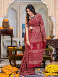 Surreptitious 1-Minute Ready To Wear Red Cotton Saree