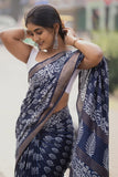 Charismatic 1-Minute Ready To Wear Navy Blue Cotton Saree