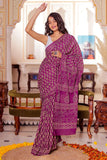 Elaborate 1-Minute Ready To Wear Purple Cotton Saree