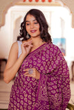Elaborate 1-Minute Ready To Wear Purple Cotton Saree