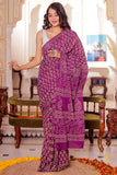 Elaborate 1-Minute Ready To Wear Purple Cotton Saree