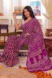 Elaborate 1-Minute Ready To Wear Purple Cotton Saree