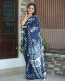 Invaluable 1-Minute Ready To Wear Blue Cotton Saree