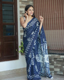 Invaluable 1-Minute Ready To Wear Blue Cotton Saree