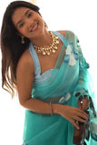 Tremendous 1-Minute Ready To Wear Sky Organza Silk Saree