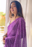 Invaluable 1-Minute Ready To Wear Purple Georgette Saree