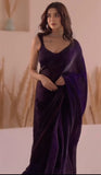 Conflate Purple Fancy Silk Saree With Glamorous Blouse Piece
