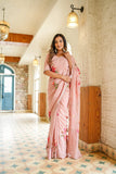 Moiety 1-Minute Ready To Wear Peach Georgette Silk Saree