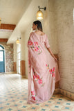 Moiety 1-Minute Ready To Wear Peach Georgette Silk Saree