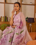 Glowing 1-Minute Ready To Wear Pink Organza Silk Saree