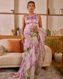 Glowing 1-Minute Ready To Wear Pink Organza Silk Saree
