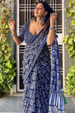 Sensational 1-Minute Ready To Wear Blue Cotton Saree