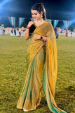 Scintillating Green Fancy Silk Saree With Verdant Blouse Piece