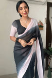 Vestigial 1-Minute Ready To Wear Black and Pink Georgette Saree