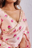 Admirable 1-Minute Ready To Wear Peach Satin Silk Saree