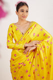 Redolent 1-Minute Ready To Wear Yellow Satin Silk Saree