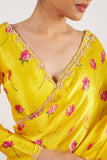 Redolent 1-Minute Ready To Wear Yellow Satin Silk Saree