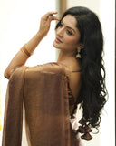 Preferable Brown Fancy Silk Saree With Alluring Blouse Piece