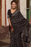 Luxuriant 1-Minute Ready To Wear Black Cotton Saree