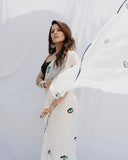 Whimsical 1-Minute Ready To Wear White Georgette Saree