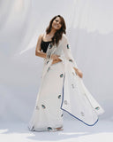 Whimsical 1-Minute Ready To Wear White Georgette Saree