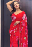 Capricious 1-Minute Ready To Wear Red Georgette Saree