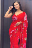 Capricious 1-Minute Ready To Wear Red Georgette Saree