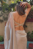 Improbable 1-Minute Ready To Wear Grey Jimmy Choo Silk Saree
