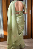 Flattering 1-Minute Ready To Wear Pista Malai Satin Silk Saree