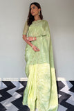 Glowing 1-Minute Ready To Wear Pista Malai Satin Silk Saree