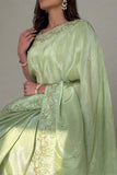 Glowing 1-Minute Ready To Wear Pista Malai Satin Silk Saree