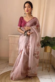 Enthralling 1-Minute Ready To Wear Baby Pink Organza Silk Saree