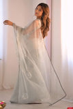 Posh 1-Minute Ready To Wear Grey Organza Silk Saree