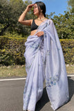 Vivacious 1-Minute Ready To Wear Grey Organza Silk Saree
