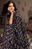 Stunner 1-Minute Ready To Wear Black Cotton Saree