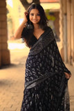 Stunner 1-Minute Ready To Wear Black Cotton Saree