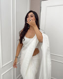 Bold and Beautiful: White Color Rangoli Silk Saree for Instant Glam Look