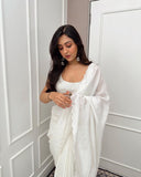 Bold and Beautiful: White Color Rangoli Silk Saree for Instant Glam Look