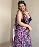 Purple Color One-Minute Saree – Georgette Fabric for Stunning Drapes.