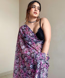 Purple Color One-Minute Saree – Georgette Fabric for Stunning Drapes.