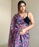 Purple Color One-Minute Saree – Georgette Fabric for Stunning Drapes.