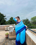 Black With blue  Color Flower Georgette Saree: One Minute Draping Magic for Today’s Fashion-Forward Women