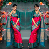 Beautiful Pink Kanjivaram Silk Saree with Dot Design and Coordinated Matching Border